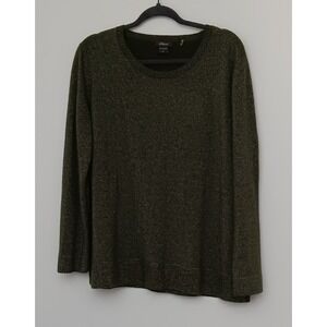 Pure Amici Sweater Women's Size XL 100% Cashmere Olive Green Metallic Pre-owned